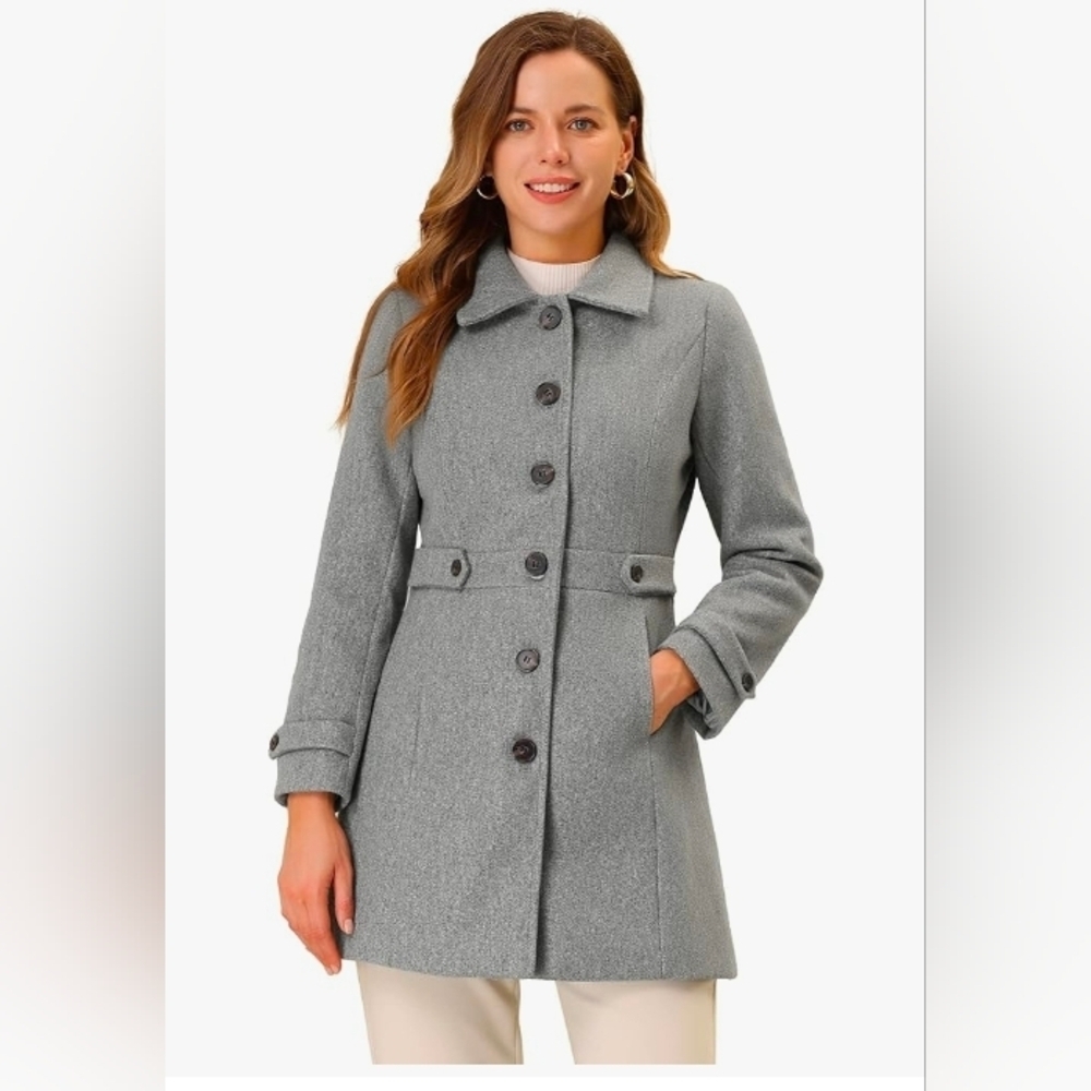 Allegra K Women's Winter Classic Outwear Overcoat with Pockets Single Breasted